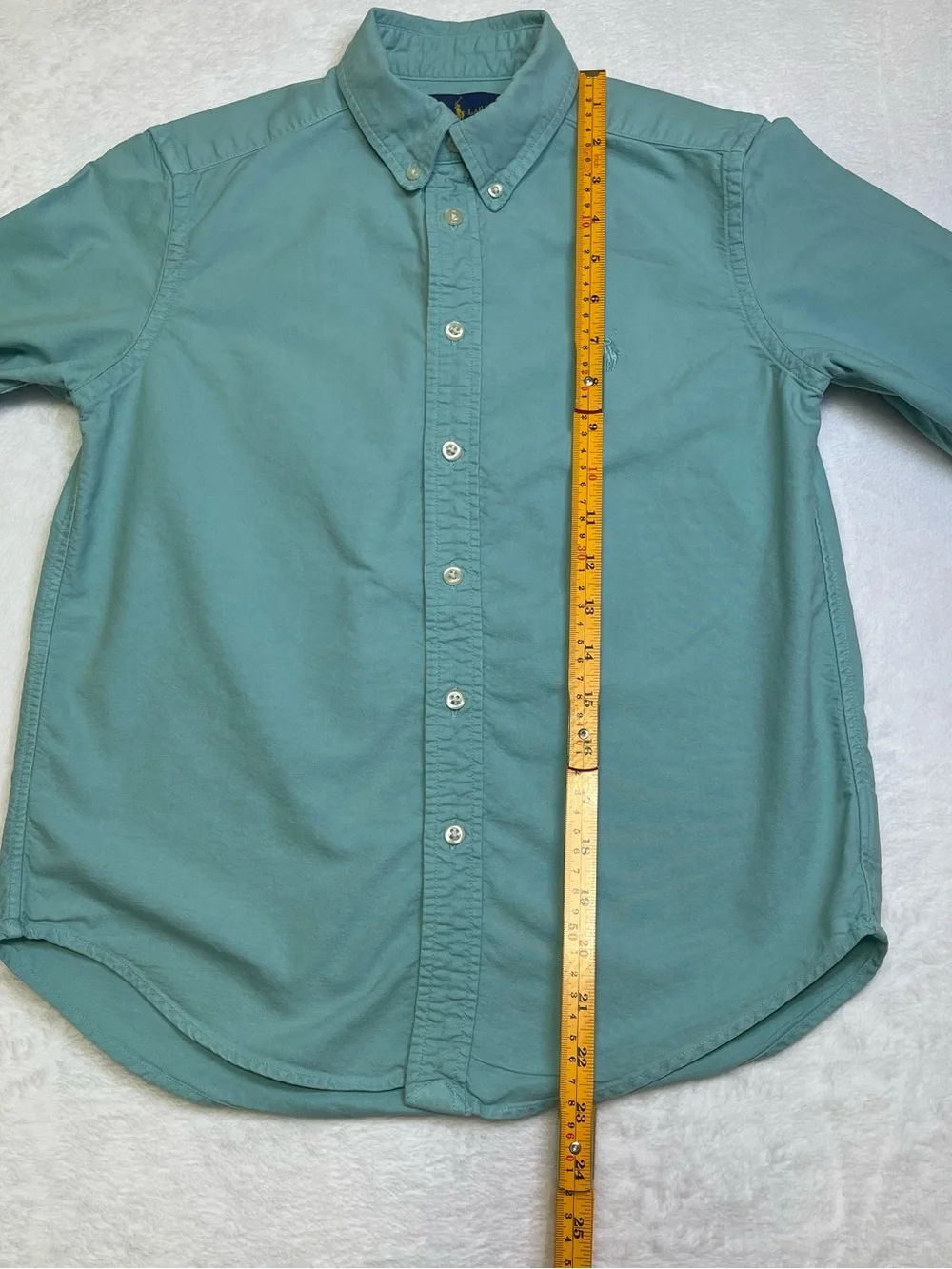Ralph Lauren Boys Med. (10-12) Seafoam Green Long Sleeve Button Down Shirt Pony
